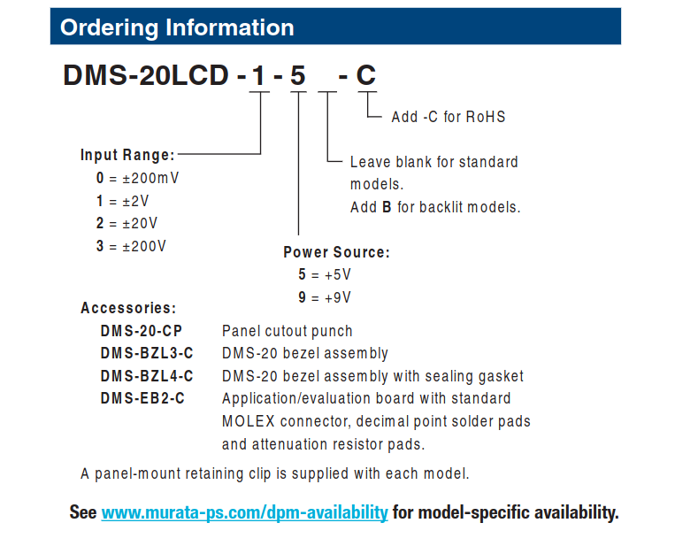 optional backlight on Murata DMS-20LCD-2-5-C